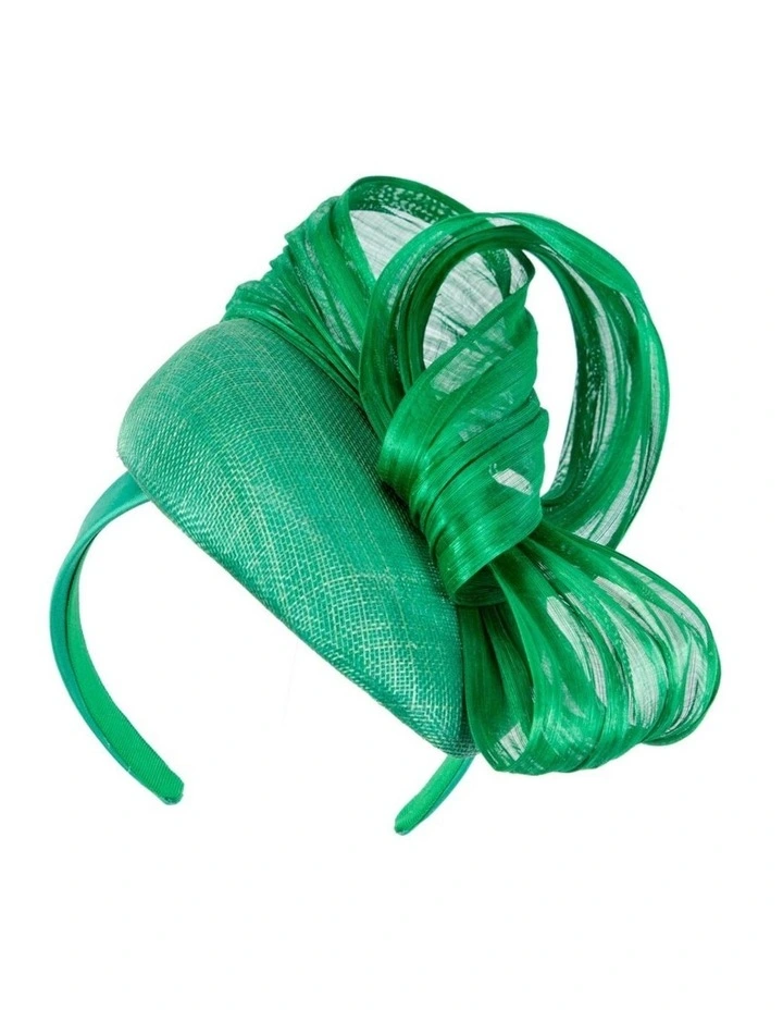 Fillies Collection emerald green pillbox fascinator with silk abaca bow S307GRN image 1