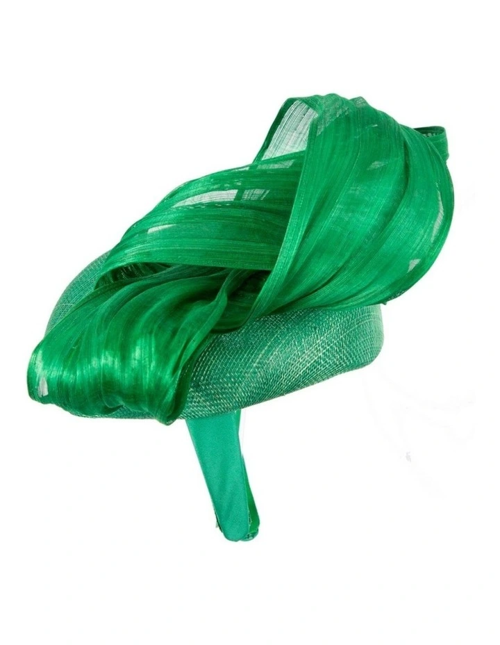 Fillies Collection emerald green pillbox fascinator with silk abaca bow S307GRN image 3