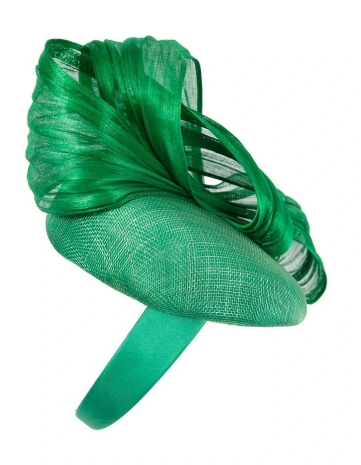 Fillies Collection emerald green pillbox fascinator with silk abaca bow S307GRN image 4