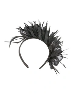 Max Alexander black sinamay and feather fascinator MA945B