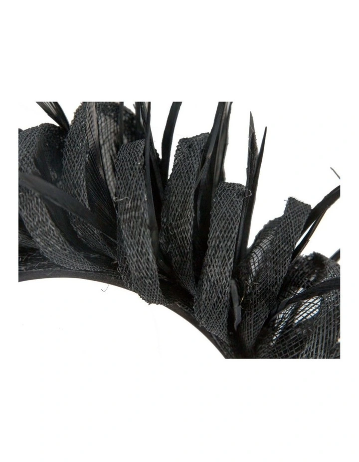 Max Alexander black sinamay and feather fascinator MA945B image 3