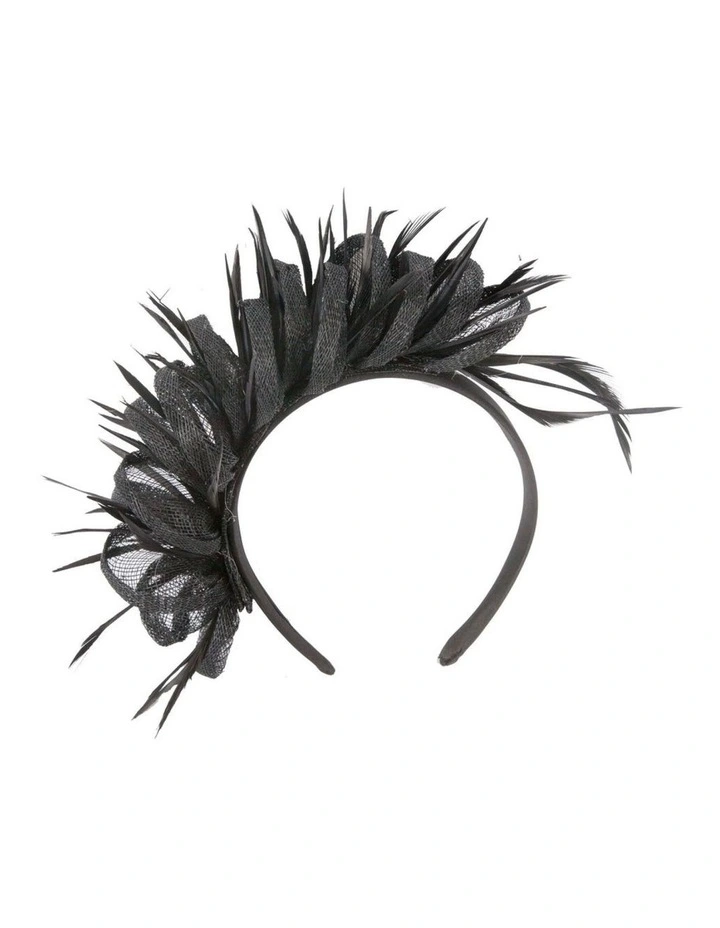 Max Alexander black sinamay and feather fascinator MA945B image 4