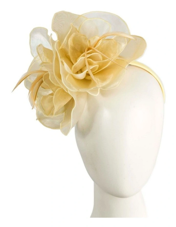Max Alexander yellow and cream organza fascinator MA983YC image 2