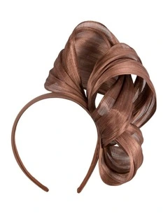 Fillies Collection Coffee Silk Abaca Fascinator with Sculptural Bow S347CF