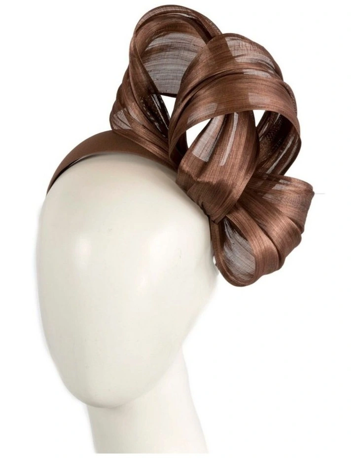 Fillies Collection Coffee Silk Abaca Fascinator with Sculptural Bow S347CF image 2