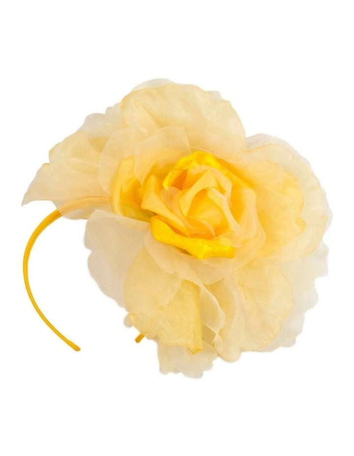 Fillies Collection large yellow silk flower fascinator S260Y image 1