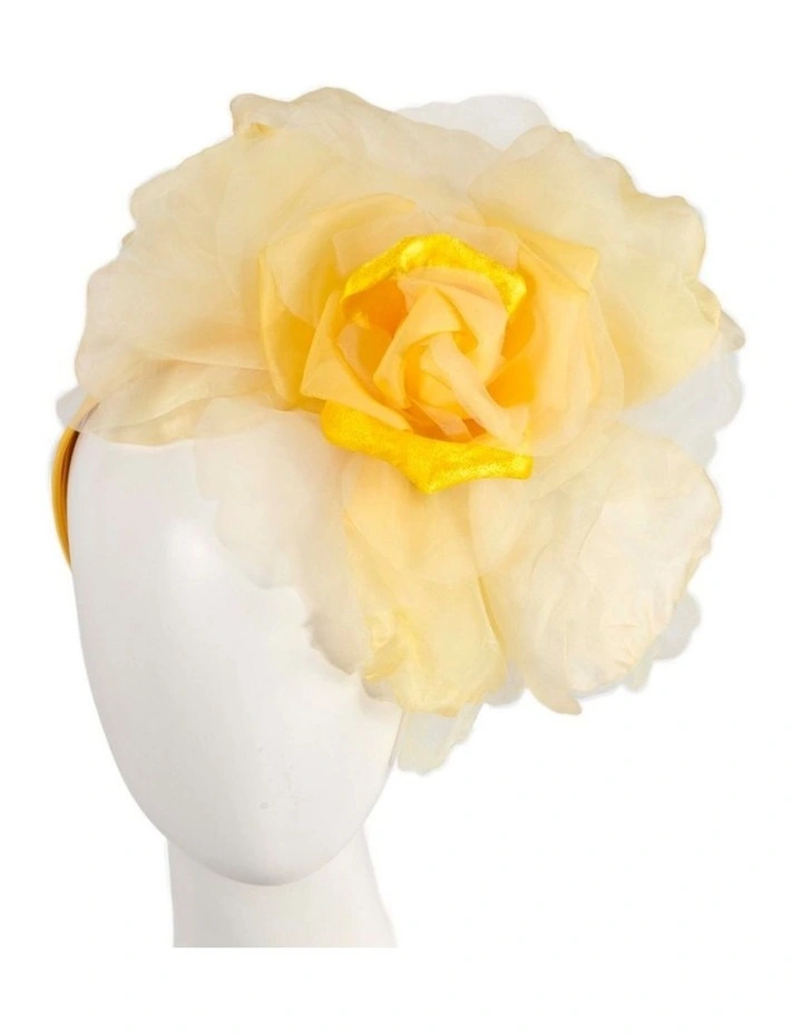 Fillies Collection large yellow silk flower fascinator S260Y image 2