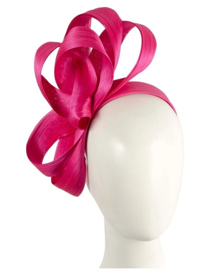 Hot Pink Silk Abaca Loops Racing Fascinator by Fillies Collection S344HP image 2