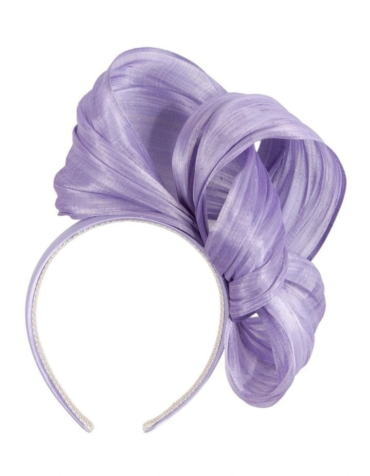 Lilac Silk Abaca Fascinator with Sculptural Bow by Fillies Collection S347LI image 1