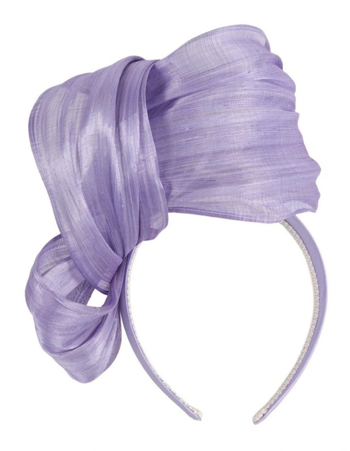 Lilac Silk Abaca Fascinator with Sculptural Bow by Fillies Collection S347LI image 4