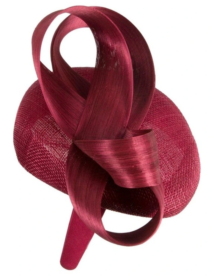 Wine Pillbox Fascinator with Silk Abaca Bow by Fillies Collection S348W image 3