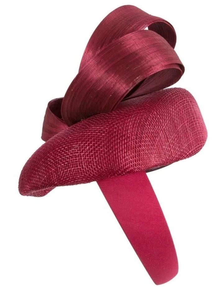 Wine Pillbox Fascinator with Silk Abaca Bow by Fillies Collection S348W image 4