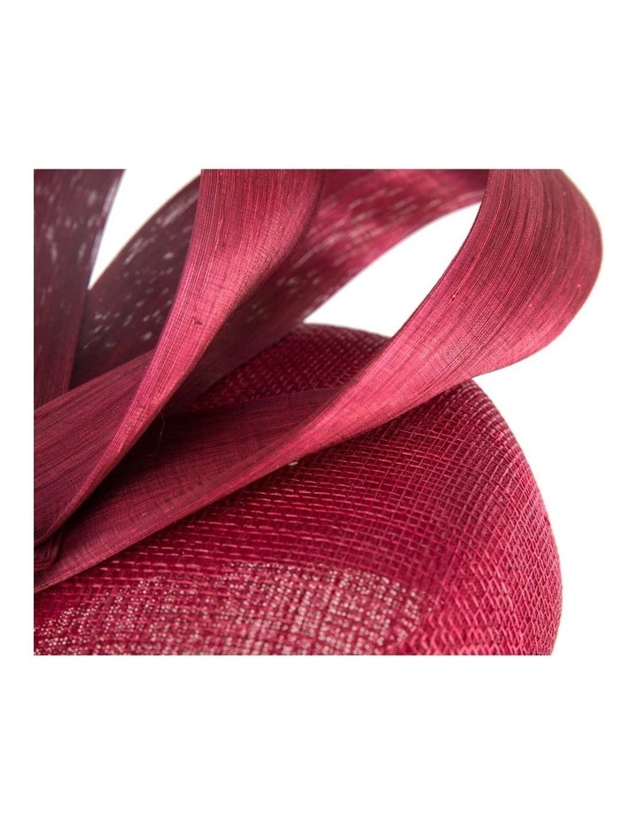 Wine Pillbox Fascinator with Silk Abaca Bow by Fillies Collection S348W image 5