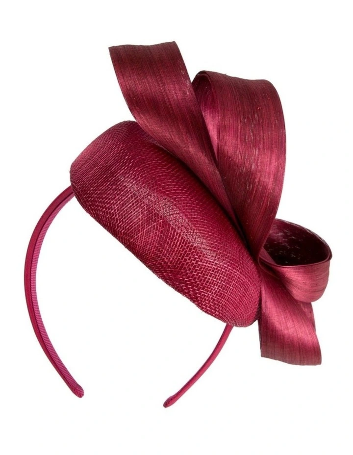 Wine Pillbox Fascinator with Silk Abaca Bow by Fillies Collection S348W image 6