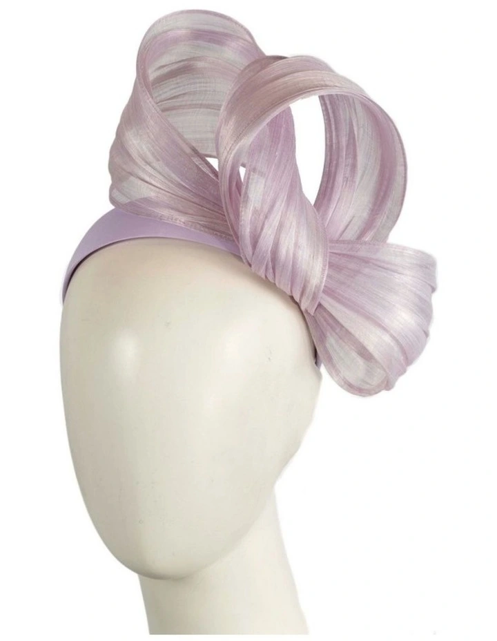 Light Lilac Silk Abaca Fascinator with Sculptural Bow by Fillies Collection S347LLI image 2