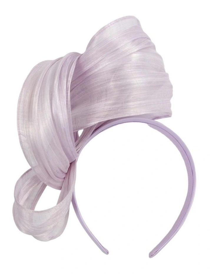 Light Lilac Silk Abaca Fascinator with Sculptural Bow by Fillies Collection S347LLI image 4