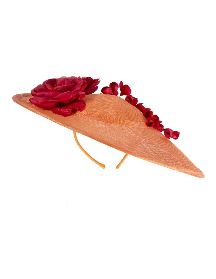 Max Alexander large orange sinamay hatinator with red flowers MA959ORR image 1