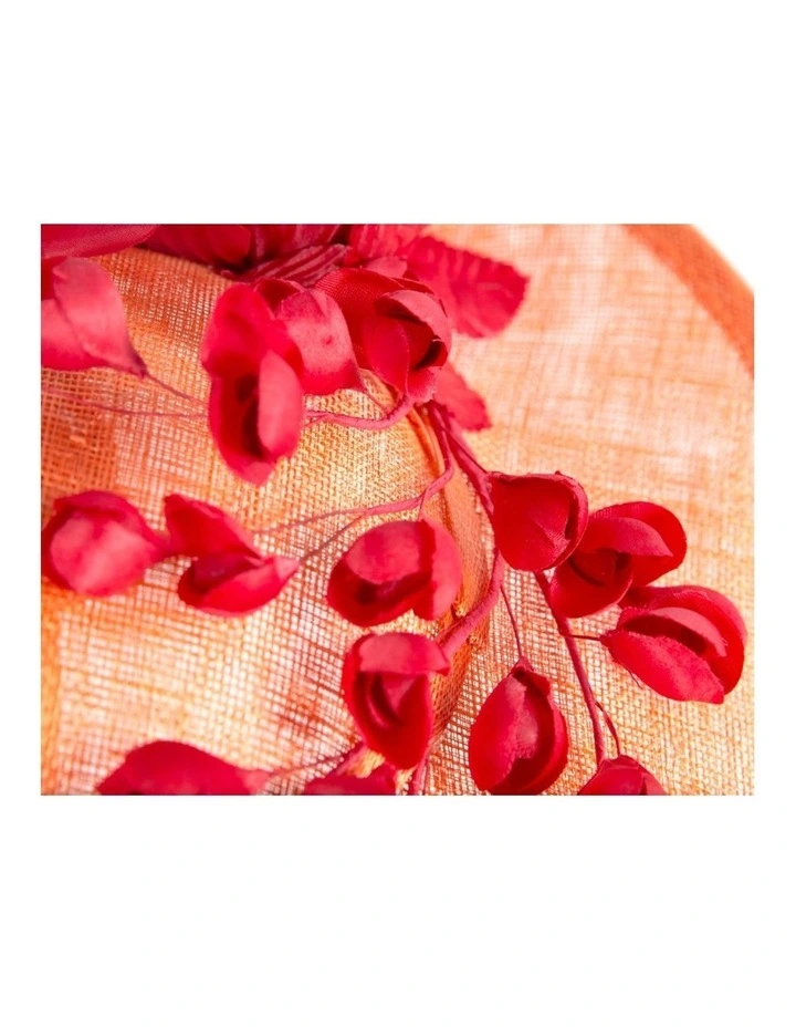 Max Alexander large orange sinamay hatinator with red flowers MA959ORR image 4
