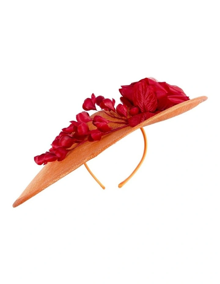 Max Alexander large orange sinamay hatinator with red flowers MA959ORR image 5