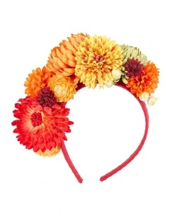 Max Alexander multi-tone orange astra flower fascinator headband MA910OR