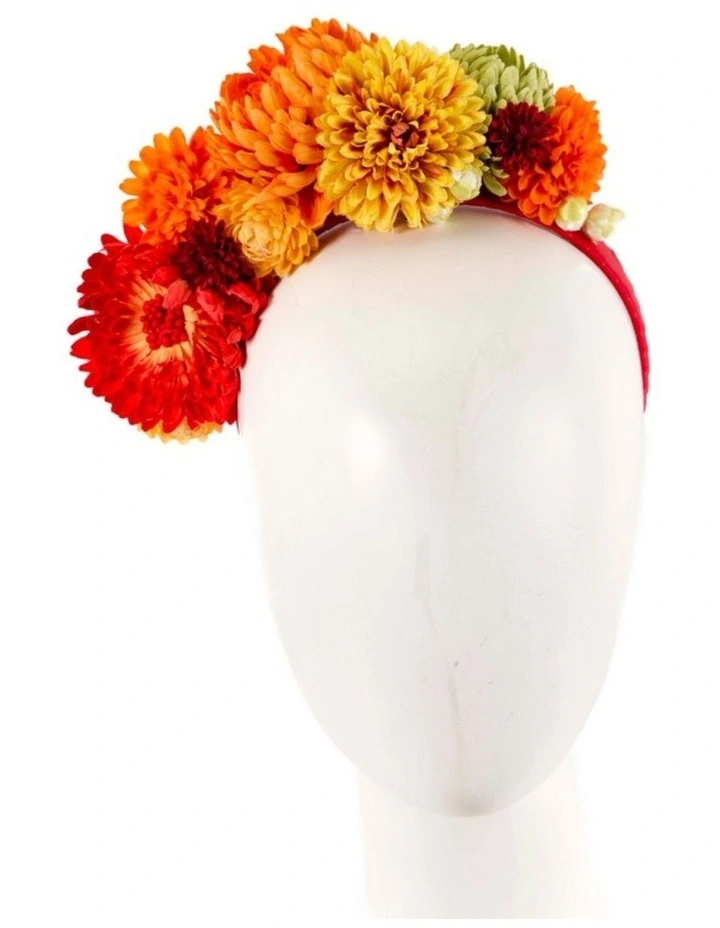 Max Alexander multi-tone orange astra flower fascinator headband MA910OR image 2