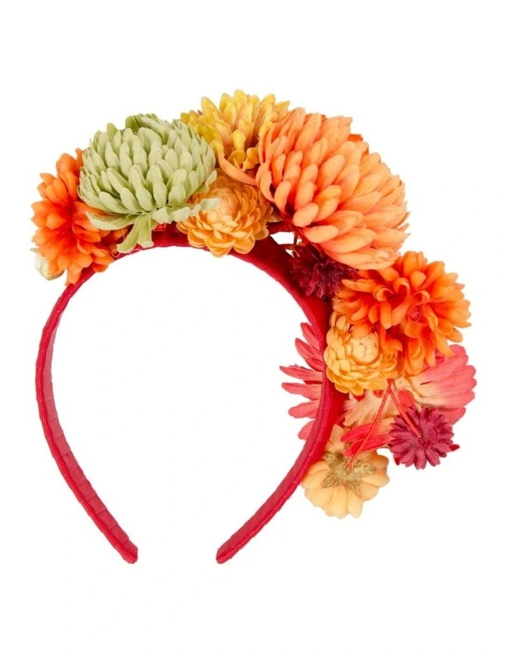 Max Alexander multi-tone orange astra flower fascinator headband MA910OR image 4