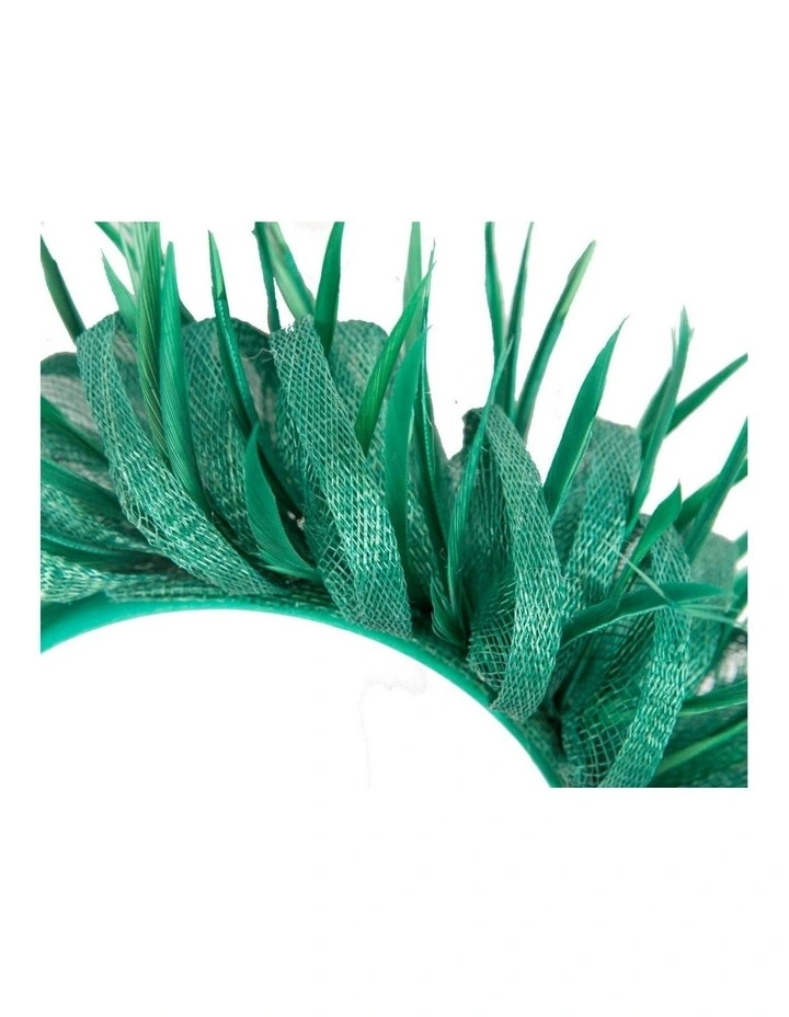 Max Alexander green sinamay fascinator with feathers MA945GRN image 3