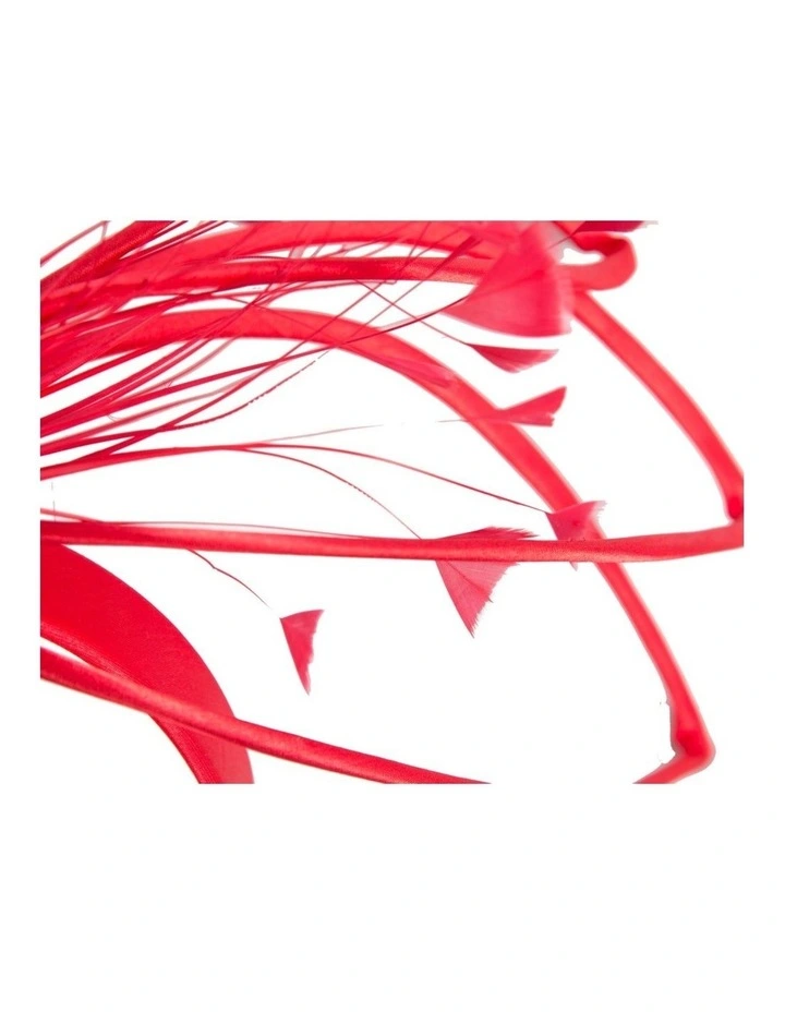 Max Alexander thin red fascinator with feathers MA975R image 3