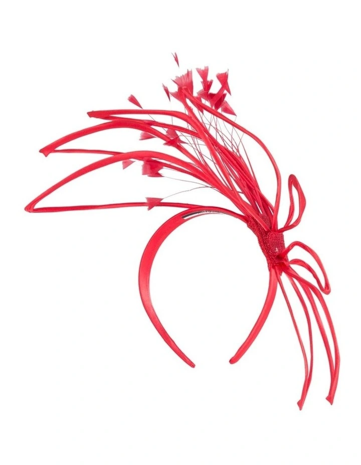 Max Alexander thin red fascinator with feathers MA975R image 4