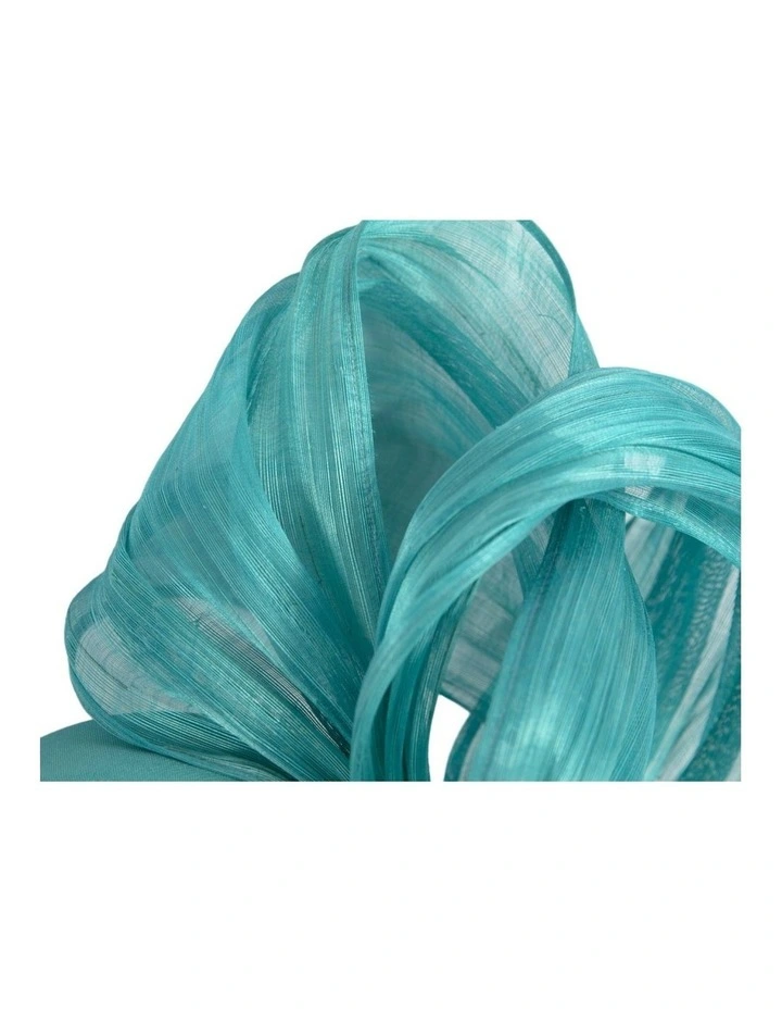 Turquoise Silk Abaca Fascinator with Sculptural Bow by Fillies Collection S347TQ image 3
