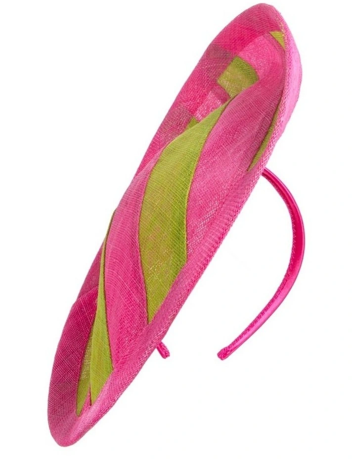 Max Alexander lime green and fuchsia striped sinamay fascinator MA908LF image 1