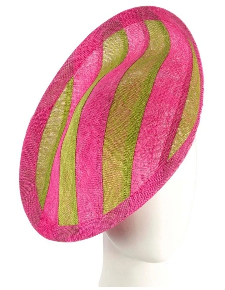 Max Alexander lime green and fuchsia striped sinamay fascinator MA908LF image 2
