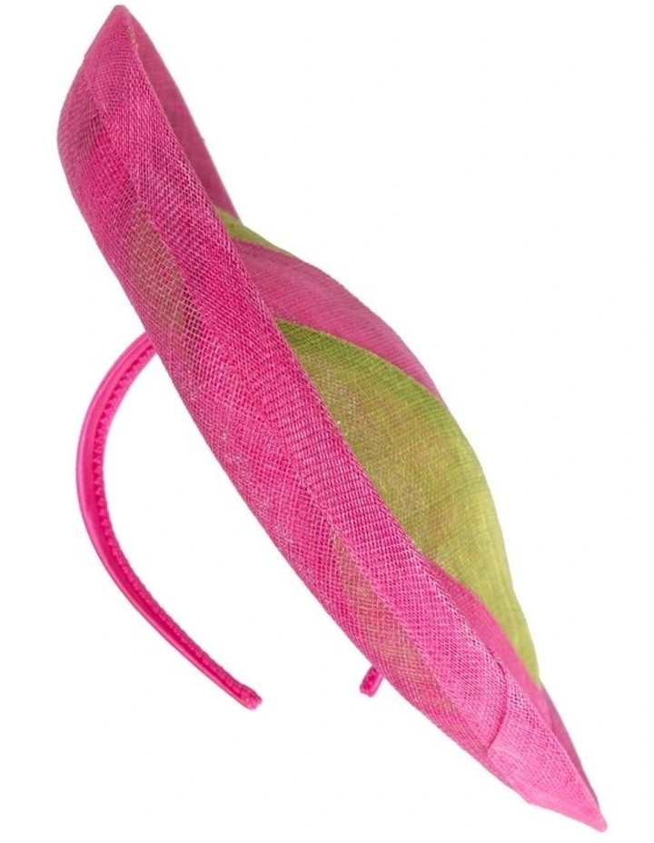 Max Alexander lime green and fuchsia striped sinamay fascinator MA908LF image 4