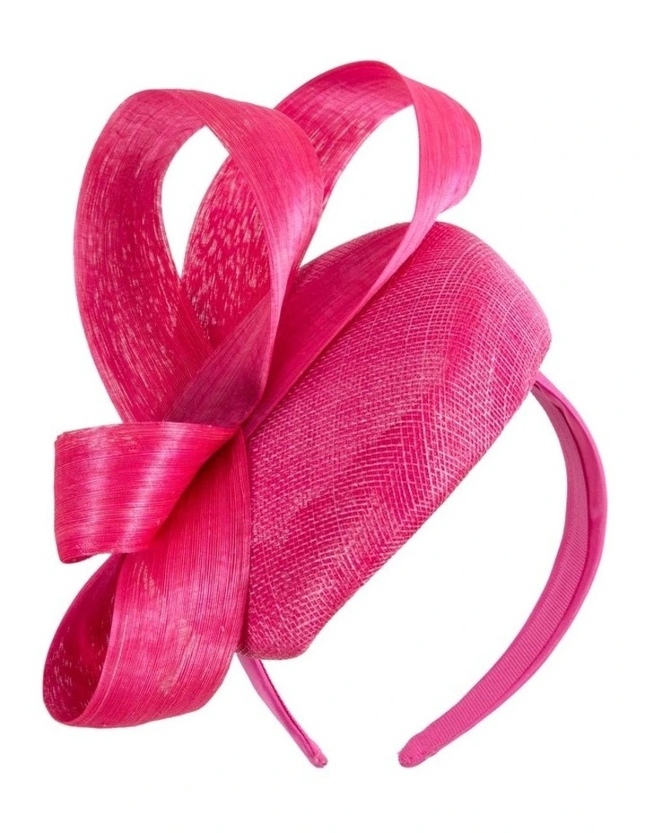 Fuchsia Pillbox Fascinator with Silk Abaca Bow by Fillies Collection S348F image 1