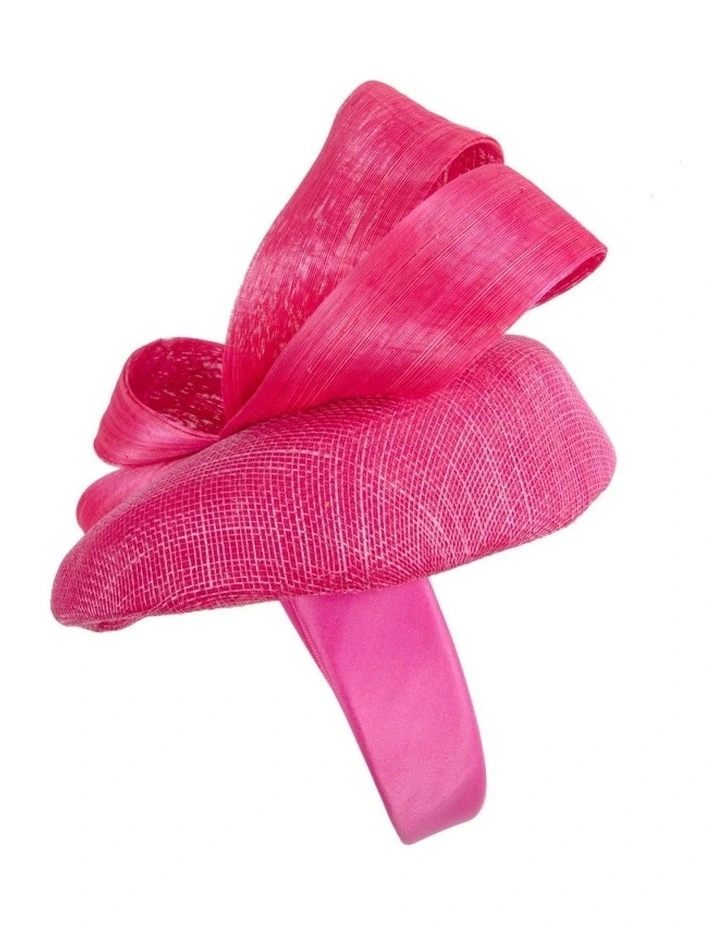 Fuchsia Pillbox Fascinator with Silk Abaca Bow by Fillies Collection S348F image 4