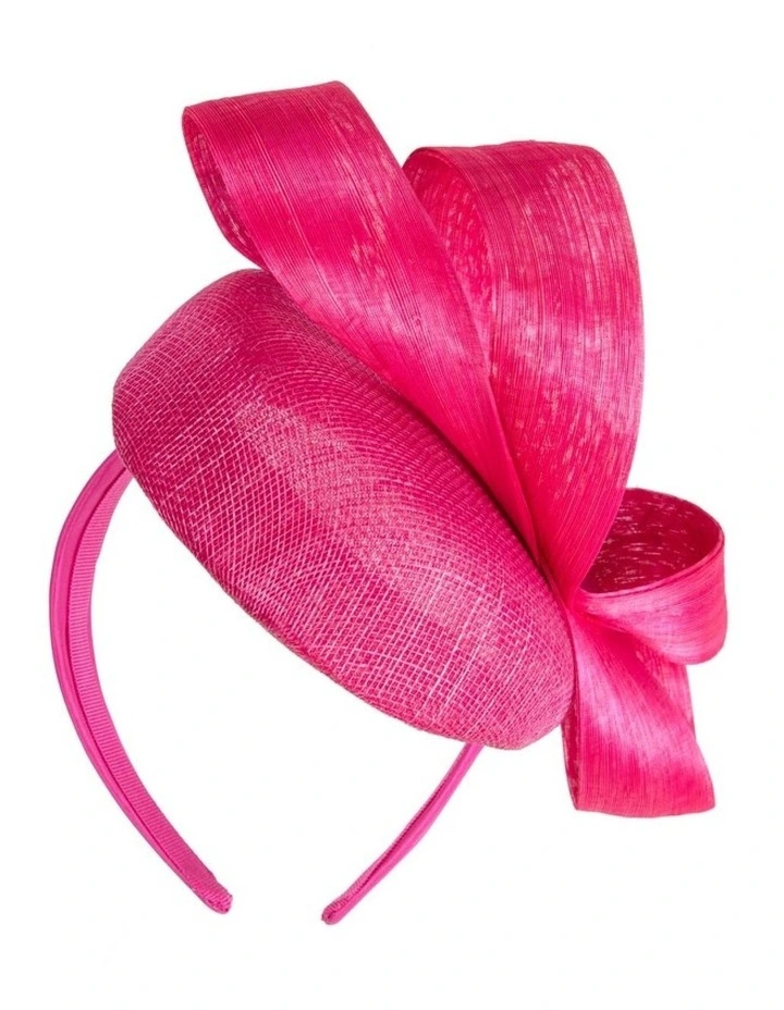 Fuchsia Pillbox Fascinator with Silk Abaca Bow by Fillies Collection S348F image 6