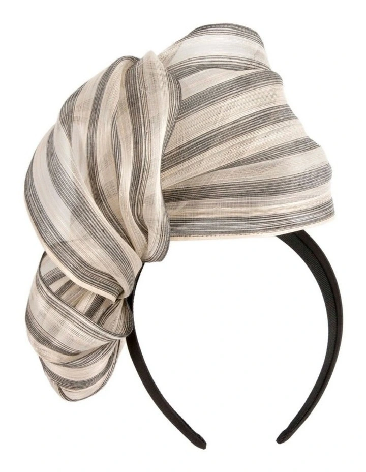 Fillies Collection Black & Cream Silk Abaca Sculptural Bow Fascinator S347BC image 4