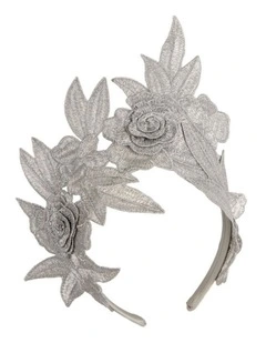 Max Alexander silver lace crown fascinator headband MA974S