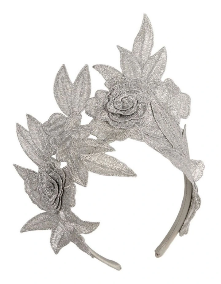 Max Alexander silver lace crown fascinator headband MA974S image 1