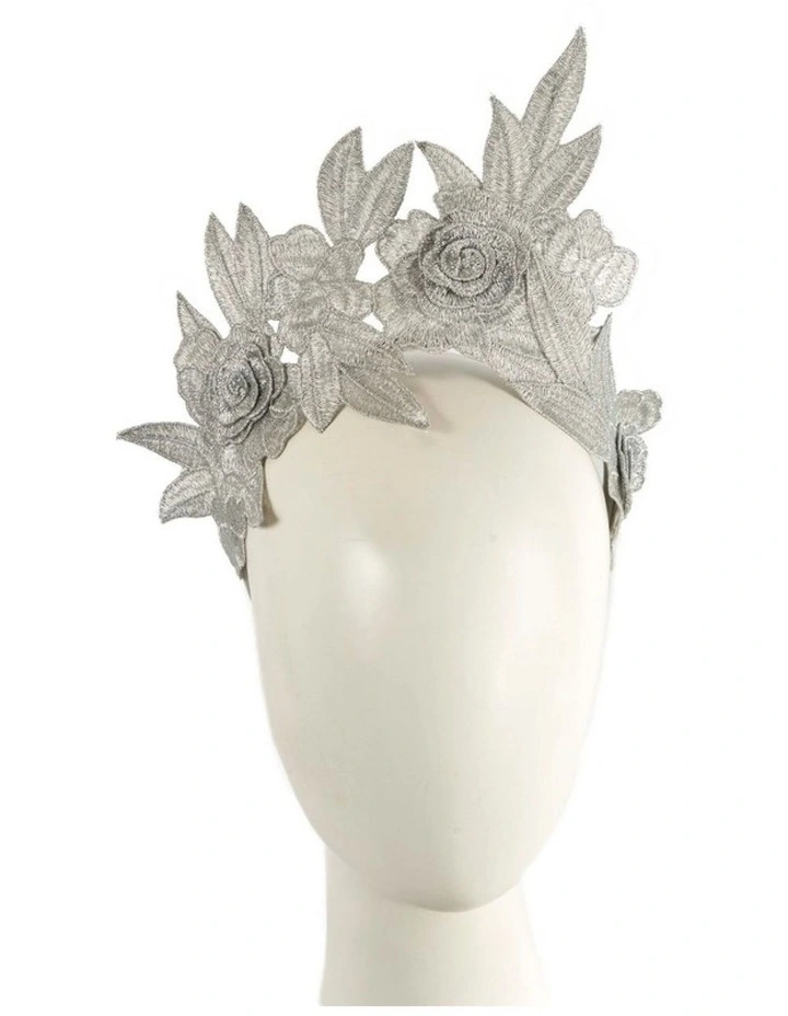 Max Alexander silver lace crown fascinator headband MA974S image 2