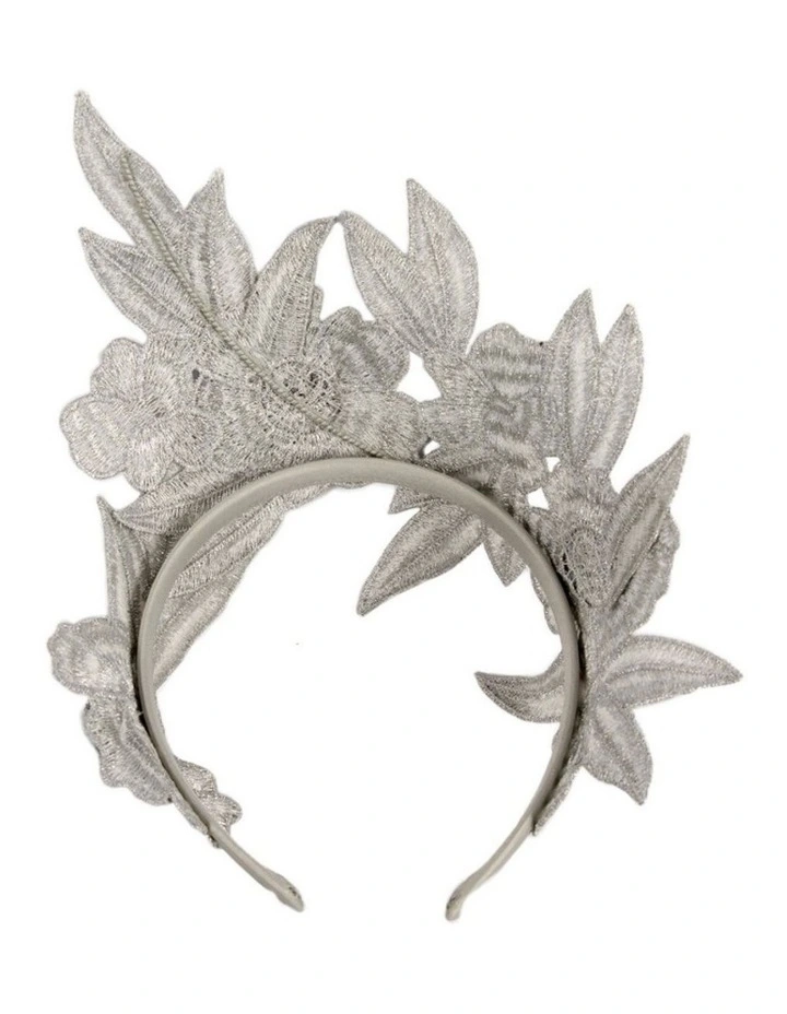 Max Alexander silver lace crown fascinator headband MA974S image 4