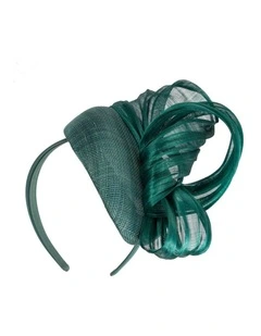 Fillies Collection Dark Green pillbox fascinator with silk abaca bow S307DG