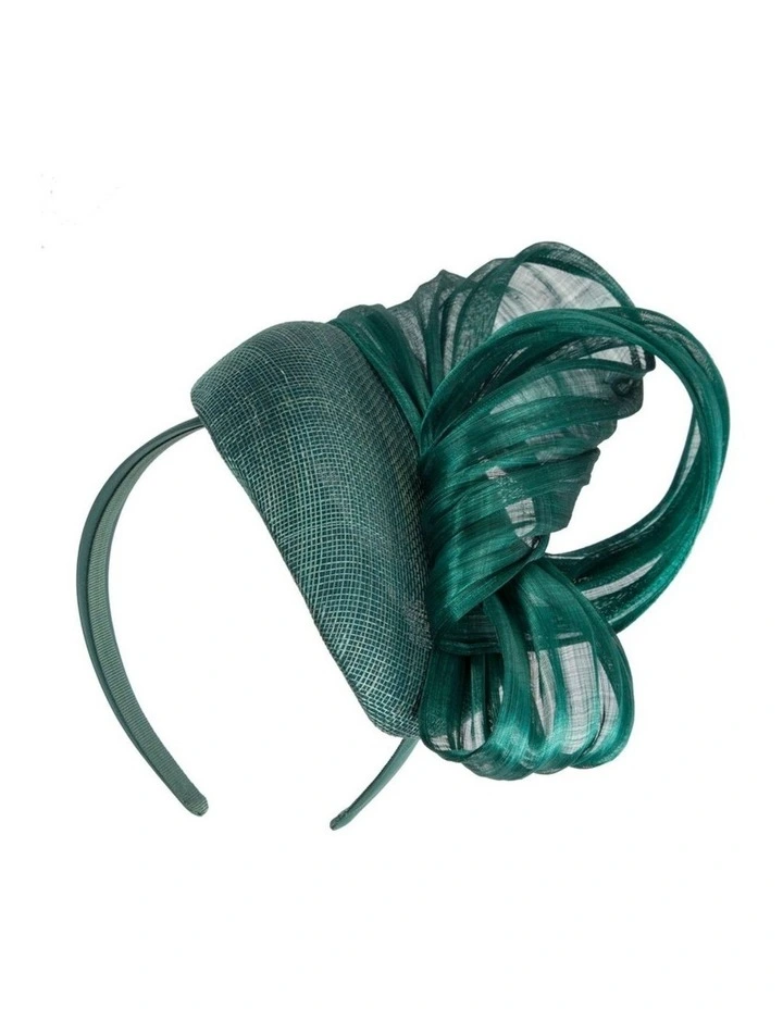 Fillies Collection Dark Green pillbox fascinator with silk abaca bow S307DG image 1