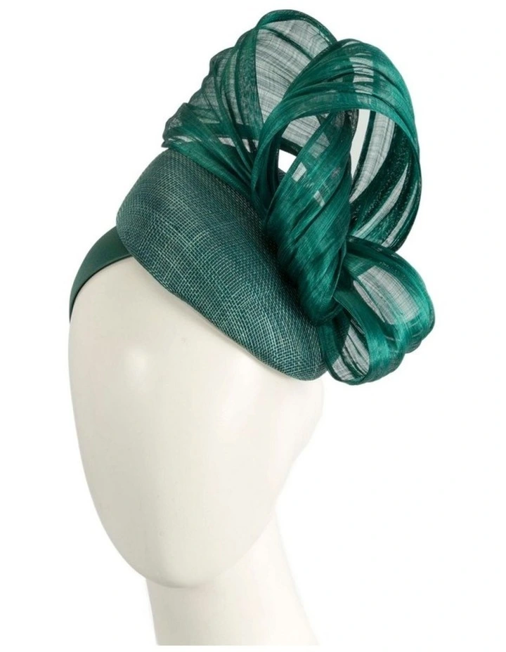 Fillies Collection Dark Green pillbox fascinator with silk abaca bow S307DG image 2