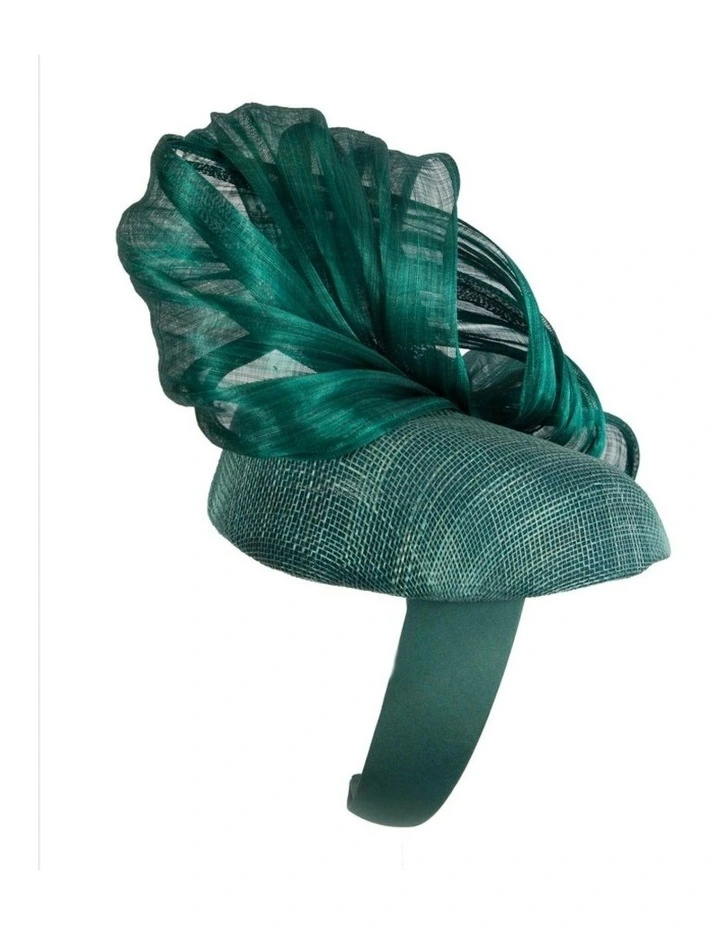 Fillies Collection Dark Green pillbox fascinator with silk abaca bow S307DG image 3