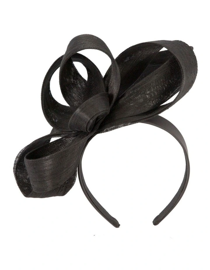 Fillies Collection Black Abaca Loops Racing Fascinator S288B image 1