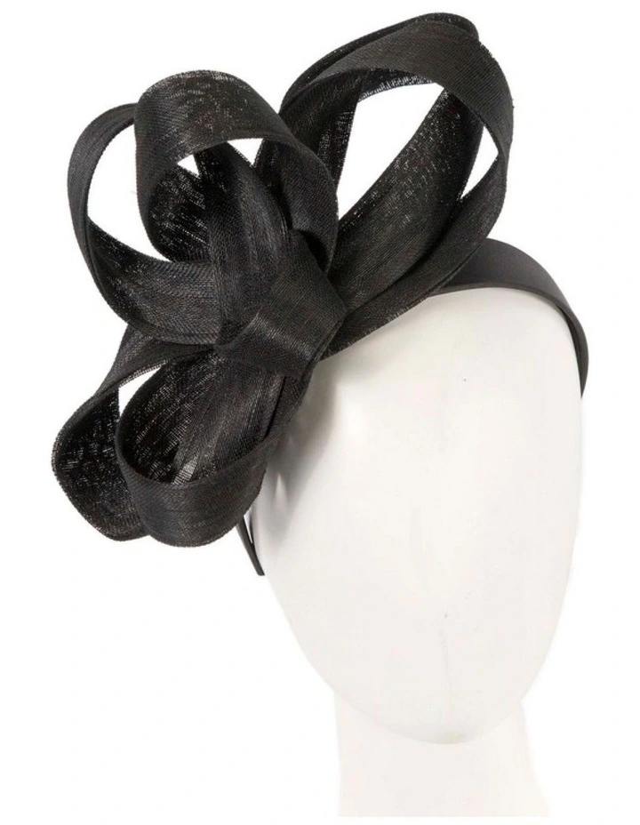 Fillies Collection Black Abaca Loops Racing Fascinator S288B image 2