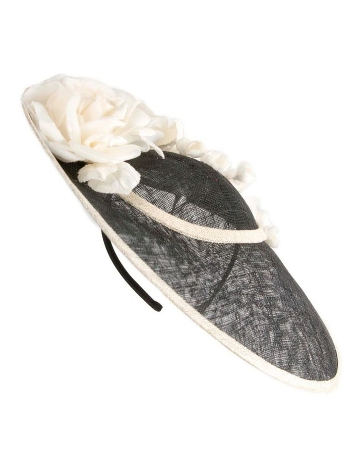 Max Alexander large black and cream sinamay fascinator hatinator MA959BC image 1