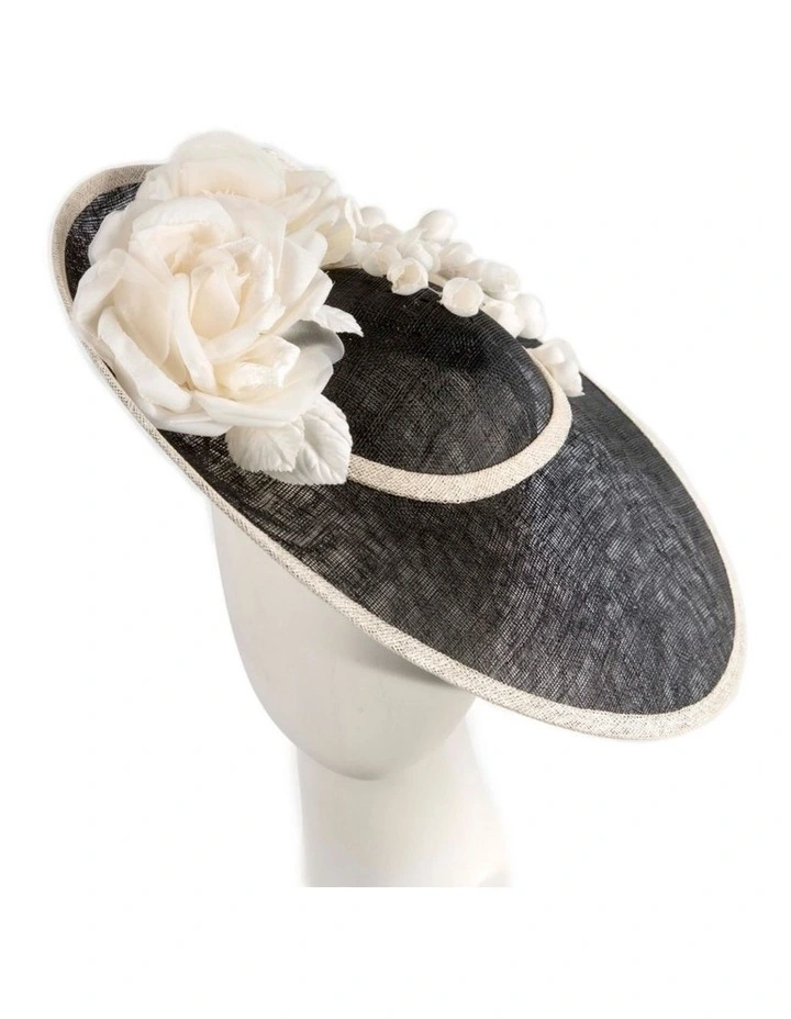 Max Alexander large black and cream sinamay fascinator hatinator MA959BC image 2