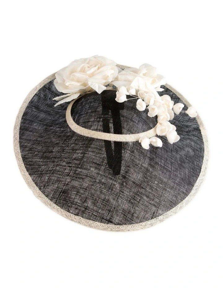 Max Alexander large black and cream sinamay fascinator hatinator MA959BC image 3